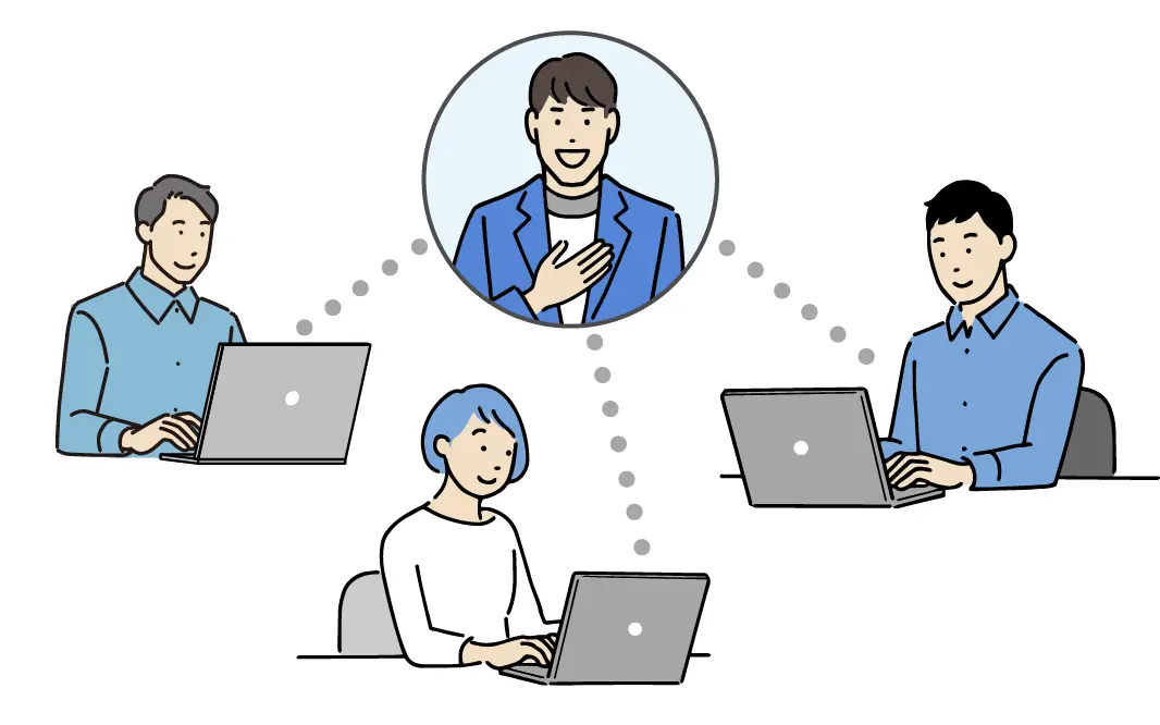ディレクターが多くのフリーランスと繋がっているイメージ図